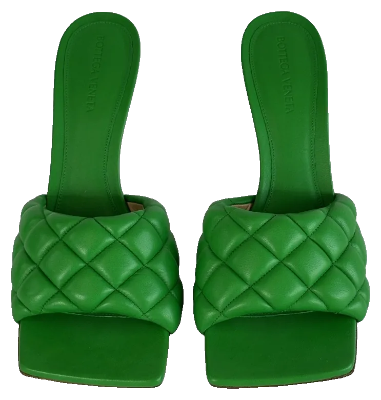 Bottega Veneta Lido Padded Mule, Parakeet Green, pre-owned designer shoes, Brand new