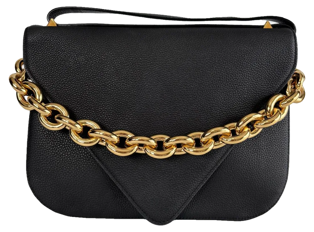 Bottega Veneta Mount Envelope Bag, Black, pre-owned designer handbag, Like new