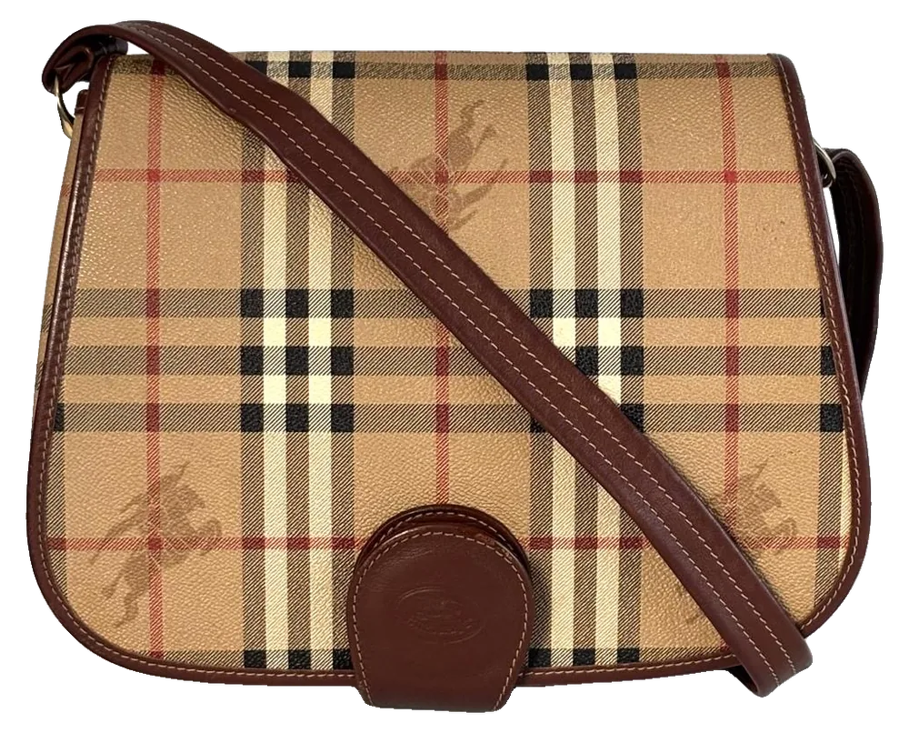 Burberry Nova Check Crossbody Bag (Vintage), pre-owned designer handbag, Excellent pre-owned vintage; minor signs of wear on the canvas