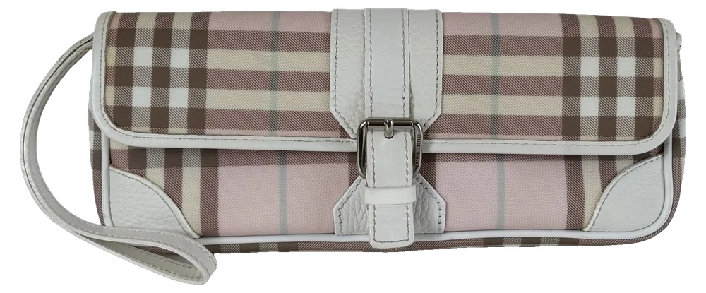 Burberry Nova Check Wristlet Clutch, Pink, pre-owned designer handbag, Very good