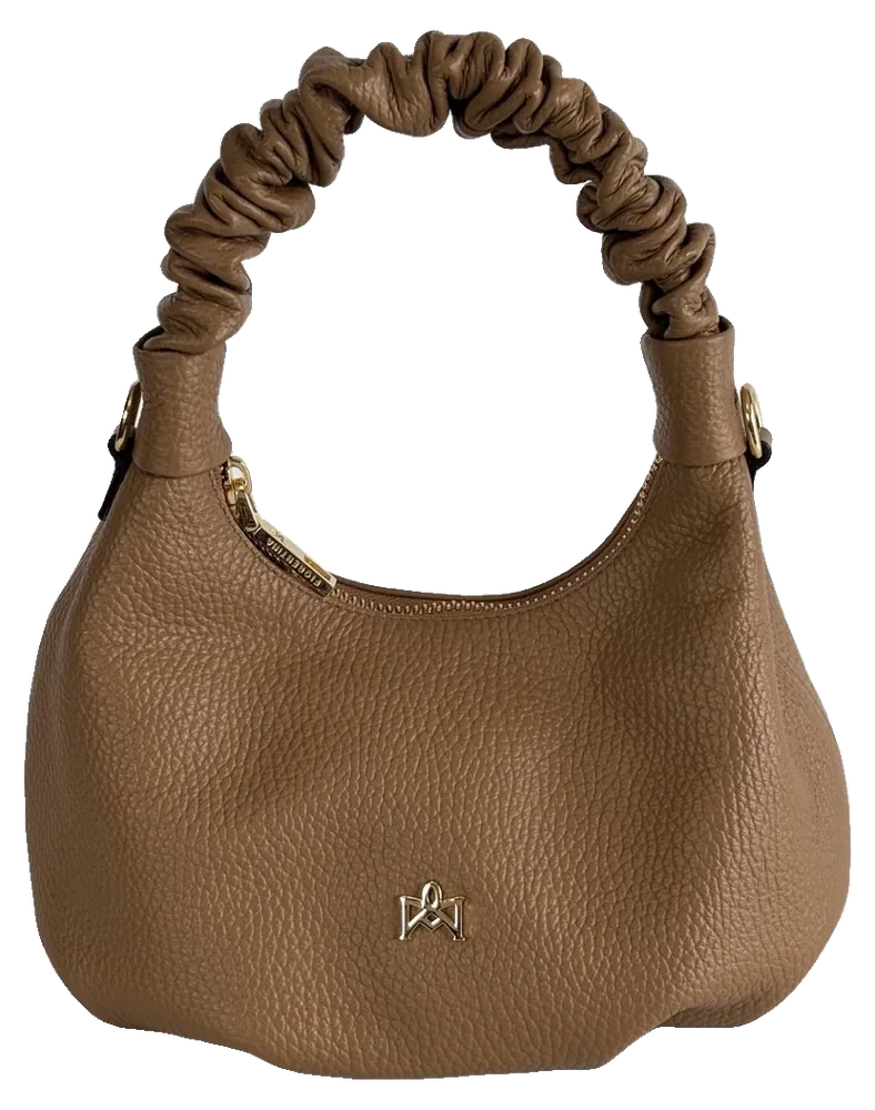 Fiorentina Pebbled Leather Hobo, Camel, pre-owned designer handbag, Excellent