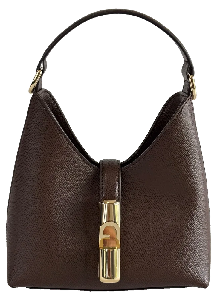 Furla 1927 Mini Hobo, Brown, pre-owned designer handbag, Excellent
