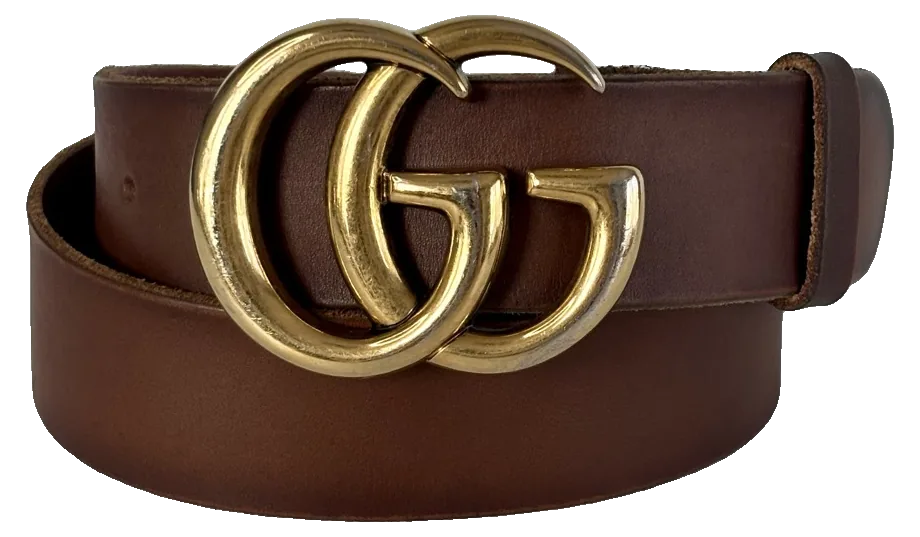 Gucci GG Marmont Belt, Brown, pre-owned designer accessory, Very good