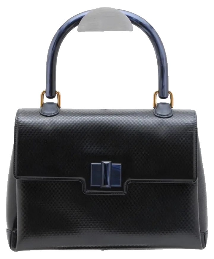 Gucci Vintage Top-Handle Bag, Black & Navy, pre-owned designer handbag, Very good vintage