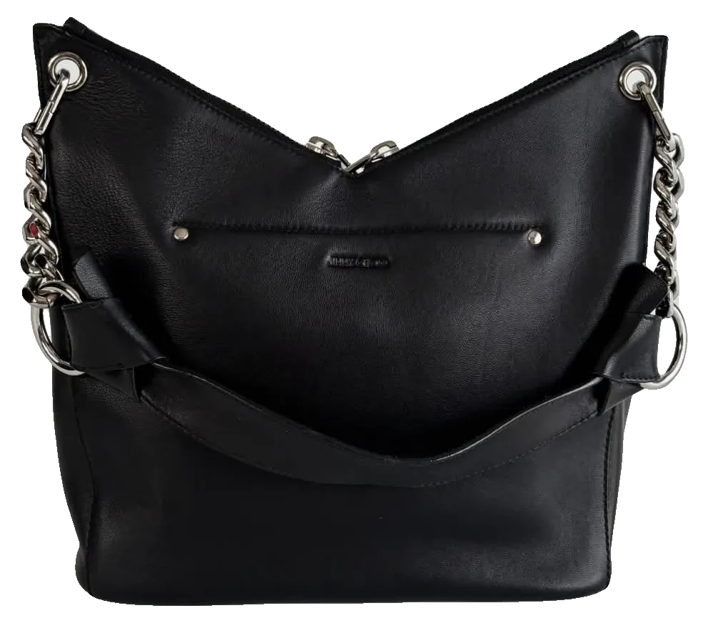 Jimmy Choo Cartera de hombro Raven, piel negra, cartera de diseñador pre-loved, Excelente