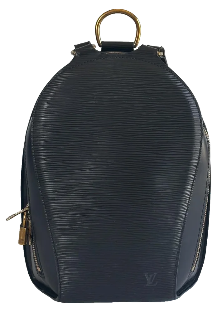 Louis Vuitton Mabillon Backpack, Black Epi, pre-owned designer handbag, Very good