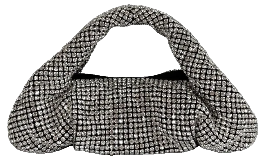 Stuart Weitzman MDA Shine Mini Tot, Clear Crystal Mesh, pre-owned designer handbag, Good