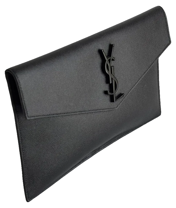 Saint Laurent Uptown Pouch, Black, pre-owned designer handbag, Excellent